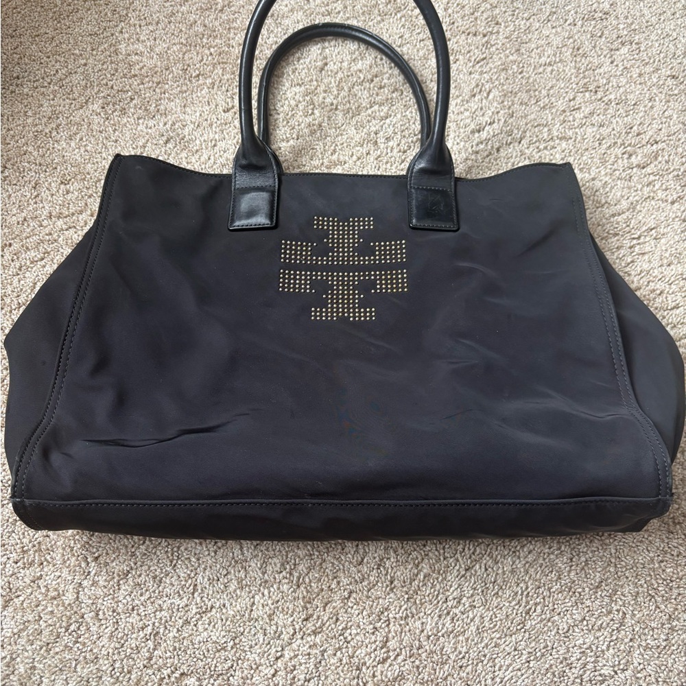 Black Tory Burch Tote Bag with Studded Logo